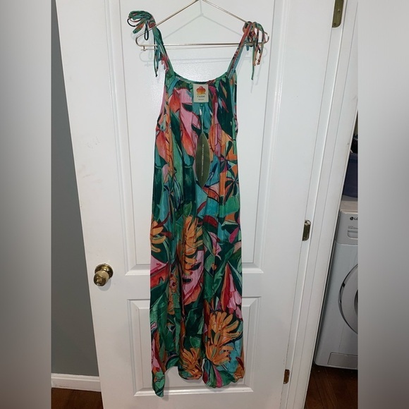 New! Farm Rio Multicolor Banana Foliage Midi Dress 🍃🌺 XS NWT! - Picture 11 of 16